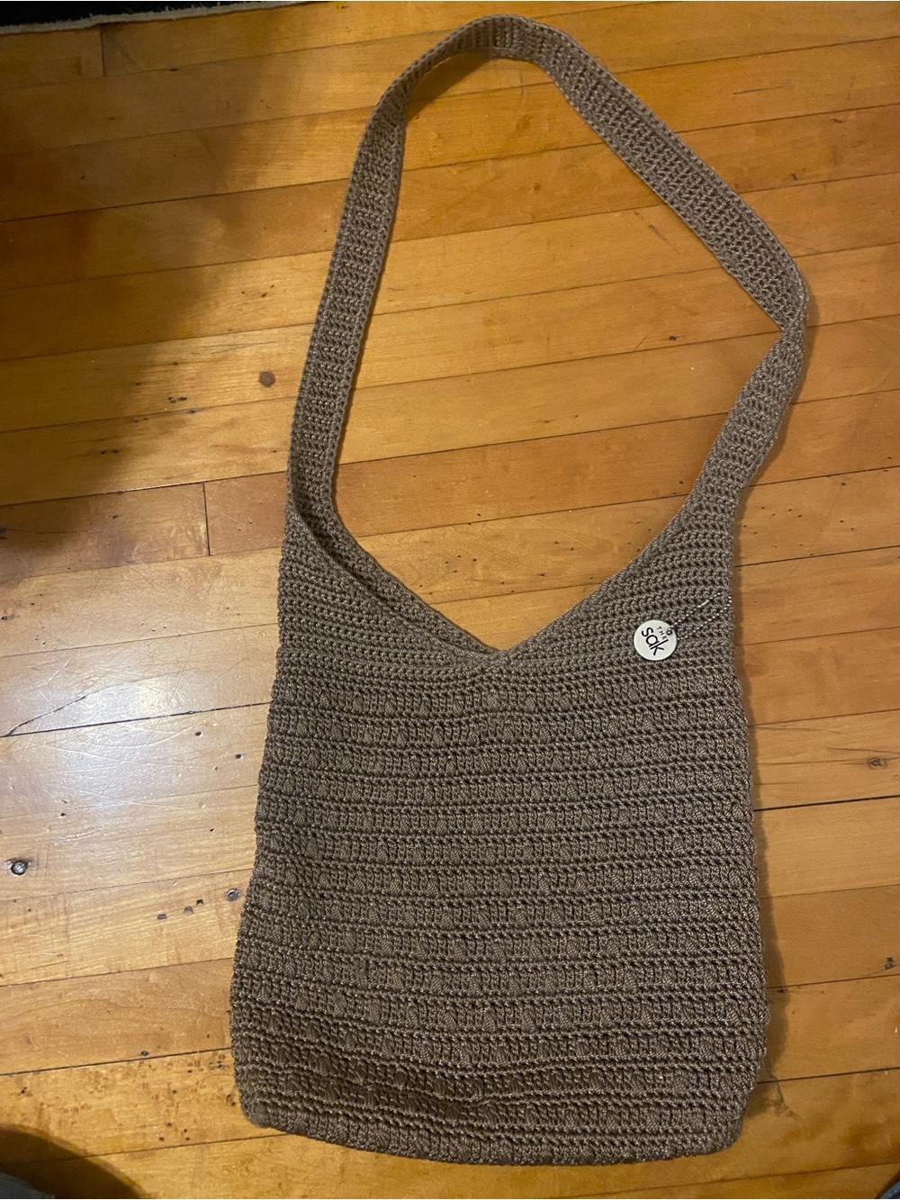The Sak Woven Shoulder Bag in Taupe Brown